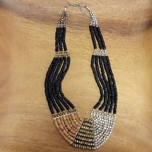 Wood & Metal Bead Necklace